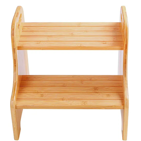 Reposapiés infantil de bambú para salón con tablero antideslizante de 2 capas. Taburete de Bambú.