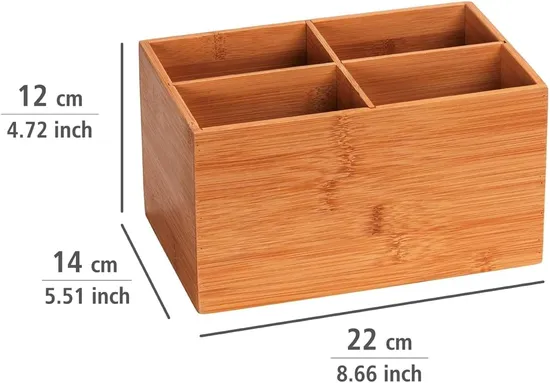 Caja Organizadora de Bambú con 3 Compartimentos - Caja de Almacenamiento, Cesta de Baño