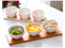 Elegante juego de platos de cerámica para refrigerios con bandeja de madera para servir