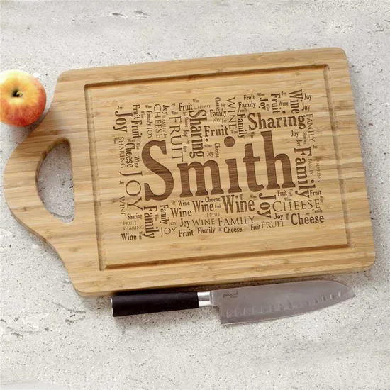 Juego de 2 tablas de cortar de madera de bambú personalizadas rectangulares de doble cara para carne/frutas/verduras