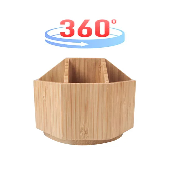 Organizador de escritorio de bambú giratorio, suministros de arte, Caddy, sostiene rotulador, caja de almacenamiento de pinceles para oficina y escuela