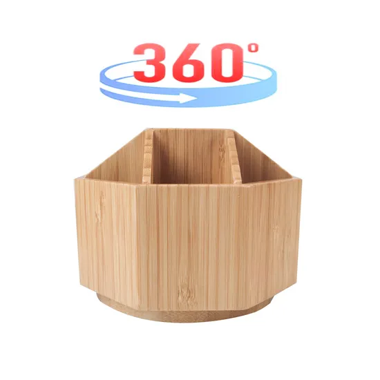 Organizador de escritorio de bambú giratorio, suministros de arte, Caddy, sostiene rotulador, caja de almacenamiento de pinceles para oficina y escuela