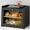 Caja de almacenamiento de pan de cocina de bambú de 2 niveles de color negro duradero
