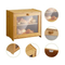 Contenedor de almacenamiento de caja de pan de bambú de doble capa con ventanas transparentes para encimera de cocina
