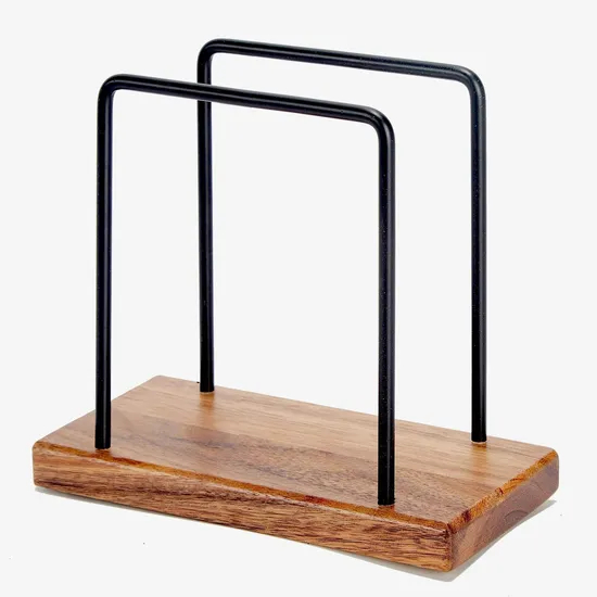 Servilletero de madera de acacia con alambre de metal para mesa, cocina y comedor Dé Cor