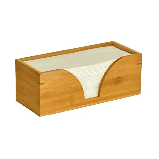 Dispensador/soporte de toallas de papel plegadas de bambú múltiples para encimera