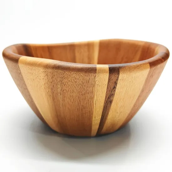 Tazón de fruta al por mayor del cuenco de ensalada de madera de acacia de tamaño mediano