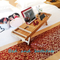 Mesa extensible de bambú con bandeja para bañera y patas plegables