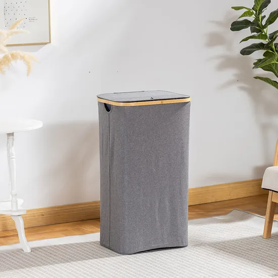 Grande - polvo moderno de la capacidad - cesta de lavadero de bambú del paño de Oxford de la prueba con el bolso interno