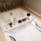Mesa de bandeja de bañera de bambú de color blanco para baño