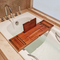 Organizador de ducha de madera de teca ajustable, estante de baño extensible, bandeja Caddy para bañera