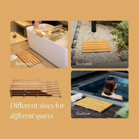 Alfombrilla de baño de bambú antideslizante, alfombrilla de ducha para baño