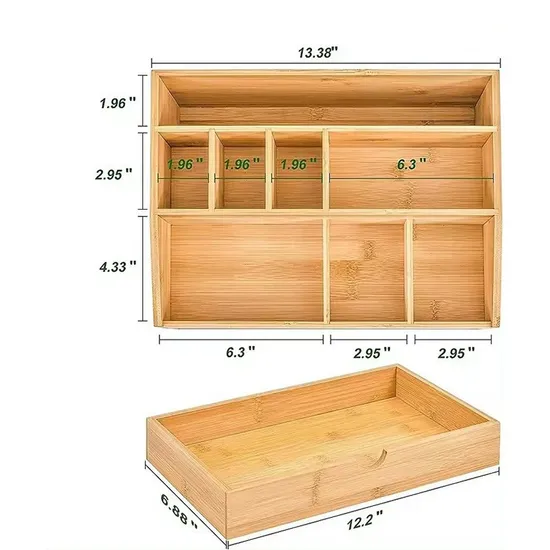 Caja de almacenamiento de escritorio de oficina de bambú, estante de almacenamiento de archivos de oficina con portalápices