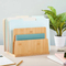 Carpeta de escritorio de oficina con estante de organización y almacenamiento de bambú y madera para papelería, materiales, letras