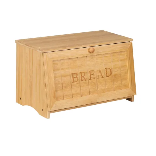 Caja organizadora de almacenamiento de alimentos, caja de pan de bambú para encimera