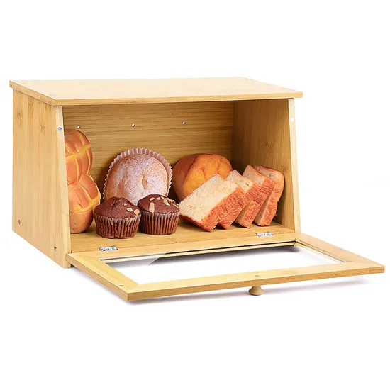 Contenedor de almacenamiento de pan de bambú visible para cocina