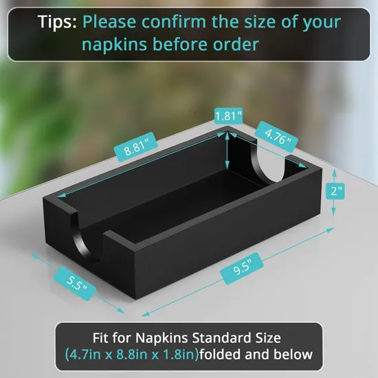 Dispensador de toallas de papel con servilletero de bambú rectangular negro