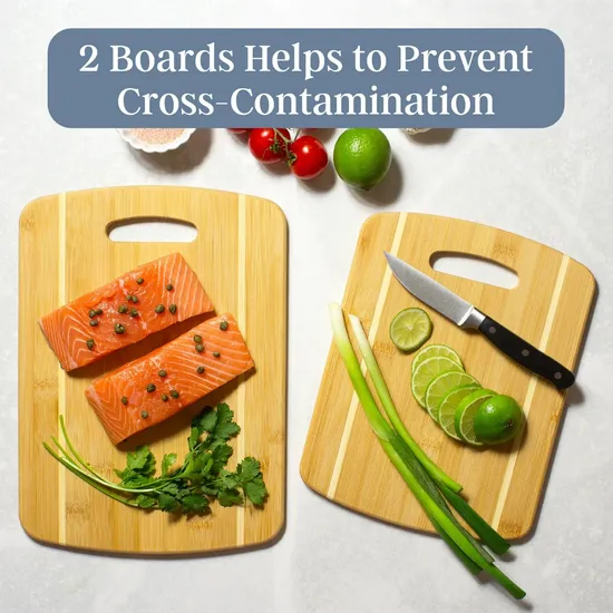 Juego de tablas de cortar de bambú premium de 2 piezas para entusiastas de la cocina