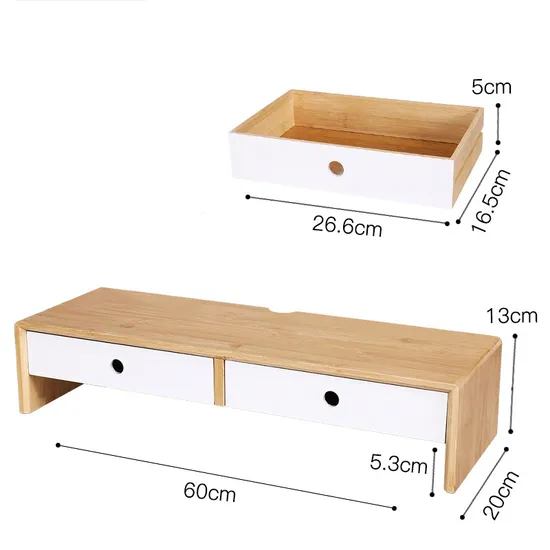 Soporte vertical de bambú para monitor, soporte vertical para ordenador portátil, para apartamentos, oficina, uso doméstico