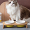 Ningún plato de cerámica del cuenco del animal doméstico del derrame con el cuenco doble de cerámica del animal doméstico del soporte de madera para el gato del perro