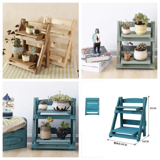 Decoración de jardín, soporte de flores de madera, estante de flores para plantas colgantes