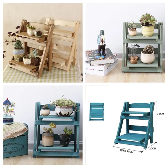 Decoración de jardín, soporte de flores de madera, estante de flores para plantas colgantes