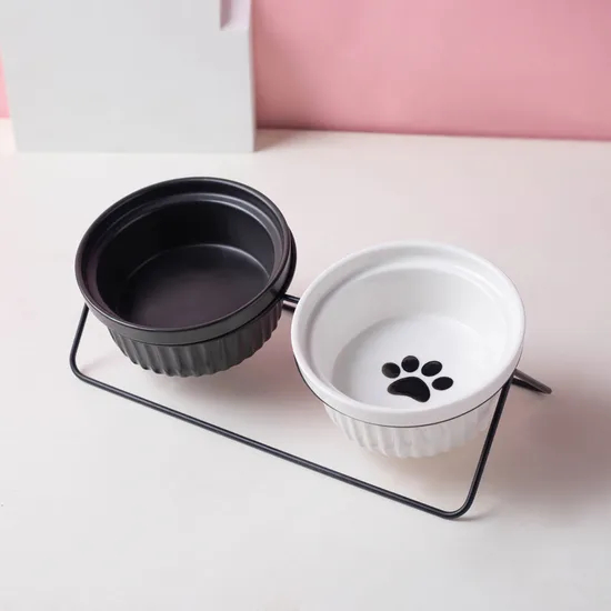 Cuenco de cerámica negro para alimentación de mascotas, cuenco para comida, cuenco para aperitivos para uso doméstico