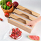 Caja de almacenamiento y cortador de envoltorios para alimentos de bambú y madera