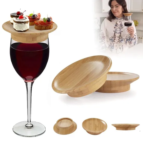 Posavasos ecológicos reutilizables con cubiertas de bambú para copas de vino y charcutería para reuniones familiares