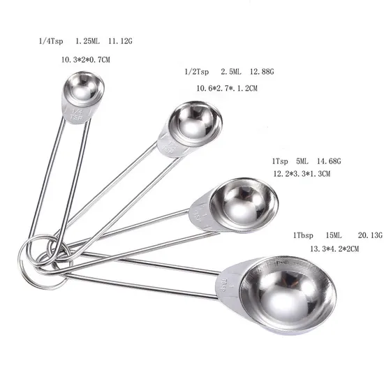 Juego de cucharas medidoras de acero inoxidable de primera calidad para cocinar y hornear con precisión