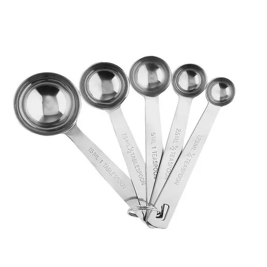 Juego de cuchara medidora de acero inoxidable, herramienta de cocina al por mayor, con mango largo