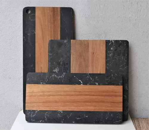 Tabla de cortar cuadrada de la fruta de la tostada del pan del mármol de madera sólida para la cocina
