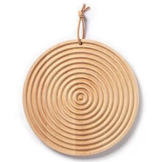 Tabla para cortar pan con bandeja para servir de madera de haya con diseño ondulado