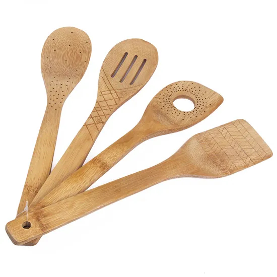 Personalice la espátula y las cucharas de bambú grabadas para cocinar