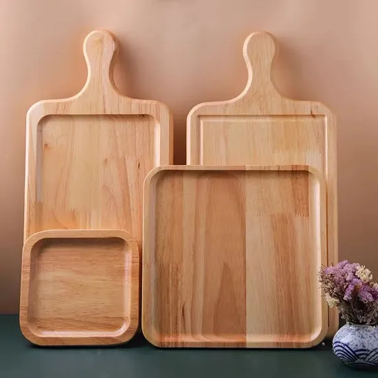 Plato de postre para aperitivos de madera de haya con forma de tetera