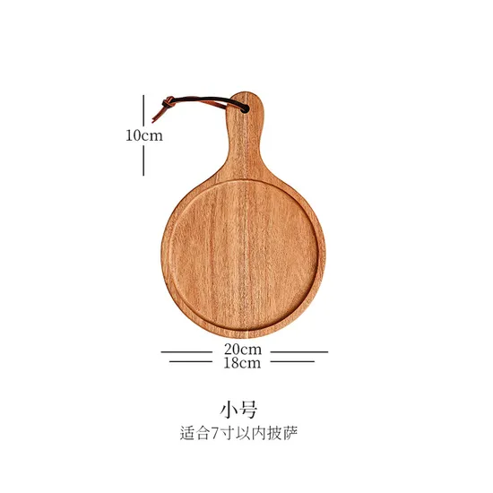 Juego de 3 bandejas redondas de madera para servir pizza con asa