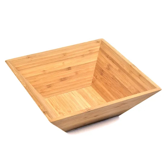 Cuencos cuadrados de bambú para servir ensalada y fruta