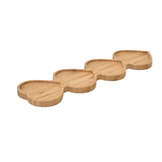 3 platos llanos de bambú divididos para cocina