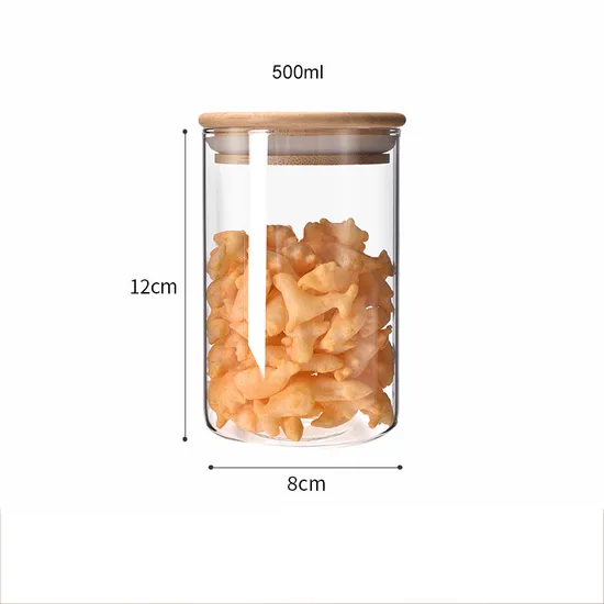 Botes de cocina, tarros de cristal para almacenamiento de alimentos con tapas de madera de bambú para contenedores de dulces de azúcar, conjunto