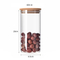 Tarro de vidrio redondo para almacenamiento de alimentos, 450ml, 550ml, 750ml, 900ml, con tapa de madera de bambú