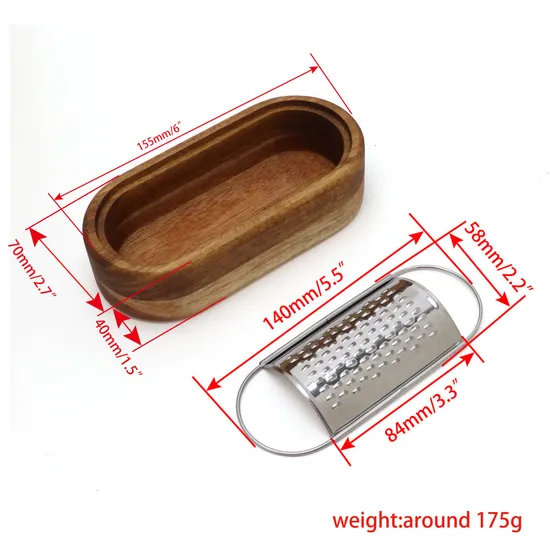 Rallador de queso de acero inoxidable con recipiente de madera rallador manual Mini rallador