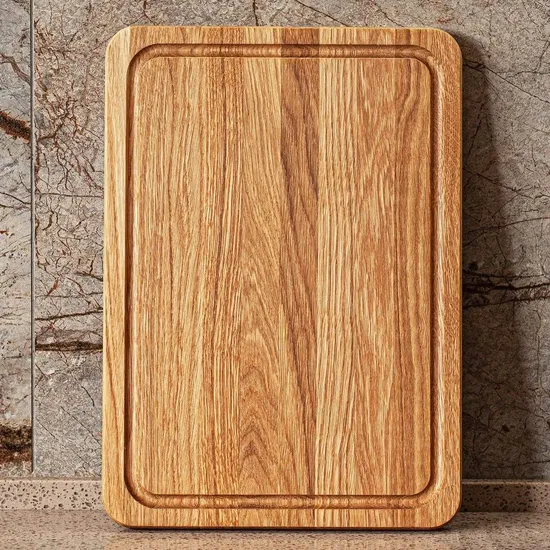 Tabla de cortar de madera de roble rectangular orgánica para cocina