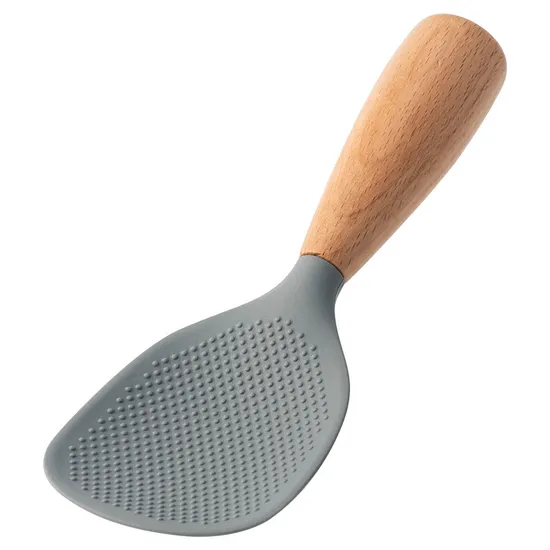 Cuchara de arroz de silicona estable antiadherente resistente al calor creativa con mango de madera