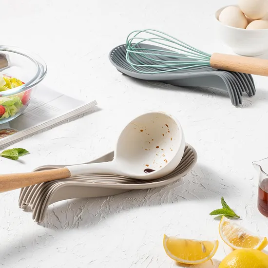 Utensilios de cocina de silicona antideslizantes engrosados, espátula, soporte para cuchara, soporte para cuchara