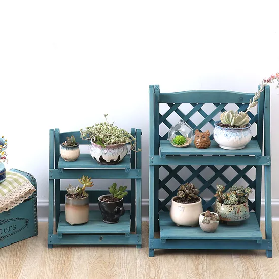 Escalón plegable de madera maciza de múltiples capas, tipo estante para flores para sala de estar y balcón