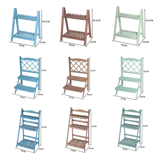 Estante plegable de almacenamiento tipo escalón de cinco capas, estante de flores de madera maciza para plantas suculentas