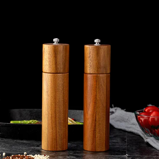 Juego de molinillo de sal y pimienta de madera de Acacia para electrodomésticos de cocina