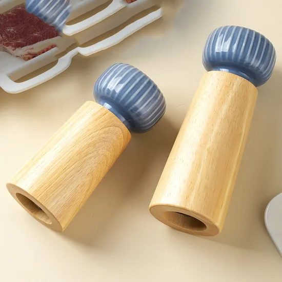 Molinillo de pimienta de madera de haya y cerámica danesa nórdica, molinillo de sal, botella, molinillo de pimienta
