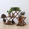 Estante de flores de madera Triangular móvil y plegable, soporte de exhibición para plantas, exterior e interior