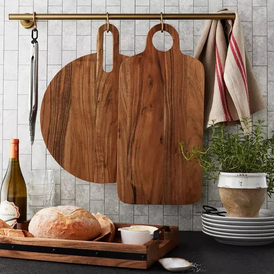 Juego de 2 tablas para charcutería de madera de acacia